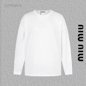 miumiu焼花アルファベット刺繍長袖Tシャツ