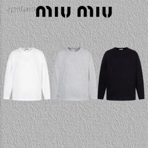miumiu焼花アルファベット刺繍長袖Tシャツ