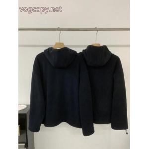 Miu Miu2026新アルファベット刺繍ロゴツイードファスナーコート