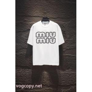 爆買い正規品 高級感のある 海外セレブ定番愛用 MIUMIU激安 ブランド半袖Tシャツ