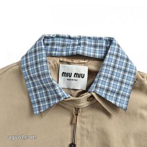 Miu Miu/ミューミューテープ刺繍チェック柄フェイクジャケット