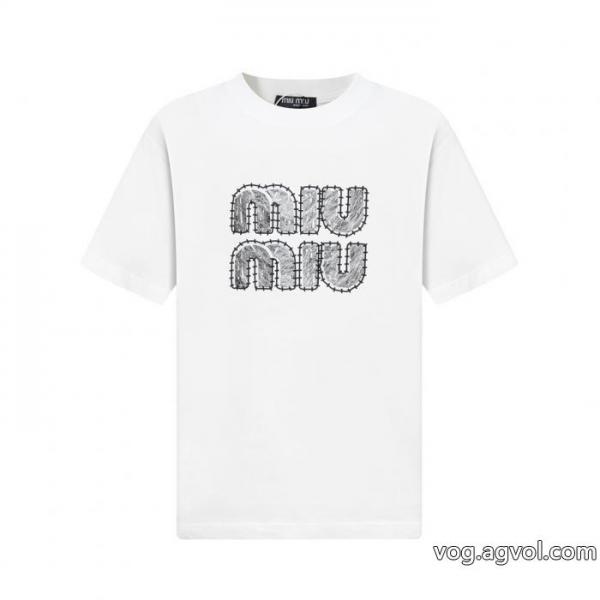 MIUMIUスーパー コピー どこで 買える半袖Tシャツ在庫あり即発 今季人気絶大 圧倒的な存在感 0 
