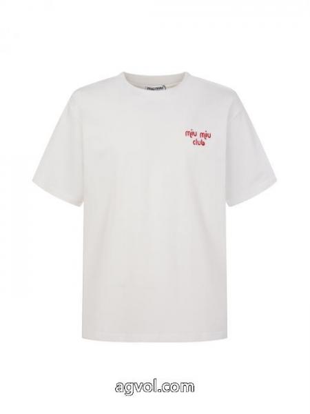 ブランド 激安魅力を持つ 国内発セール完売間近 リッチな印象にMIUMIU半袖Tシャツ 4