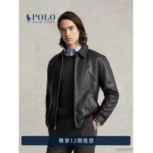 Ralph Laurenラルフローレン高品質クラシックピュアカラー開襟レザージャケット